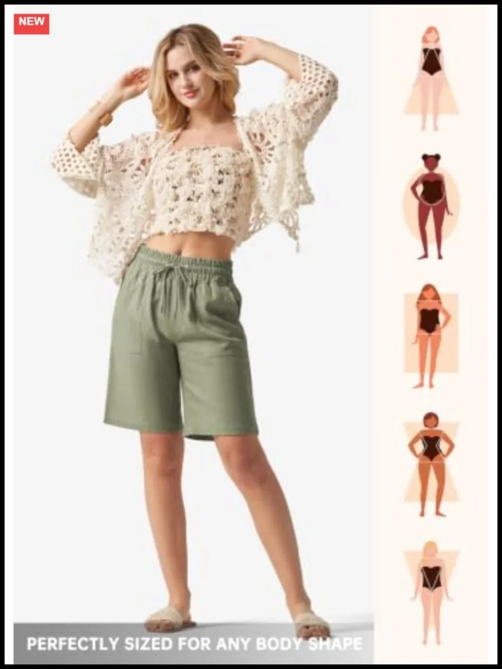 Women's Linen Bermuda Shorts with Pockets High Waisted Casual Summer